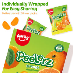 AMOS Peelerz Peel reveal showing the peelable chewy orange center