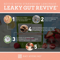Amy Myers MD Leaky Gut Revive label featuring Strawberry Lemonade flavor