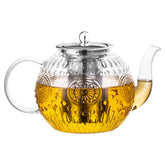 Amzcku vintage glass teapot with removable infuser for blooming tea experiences