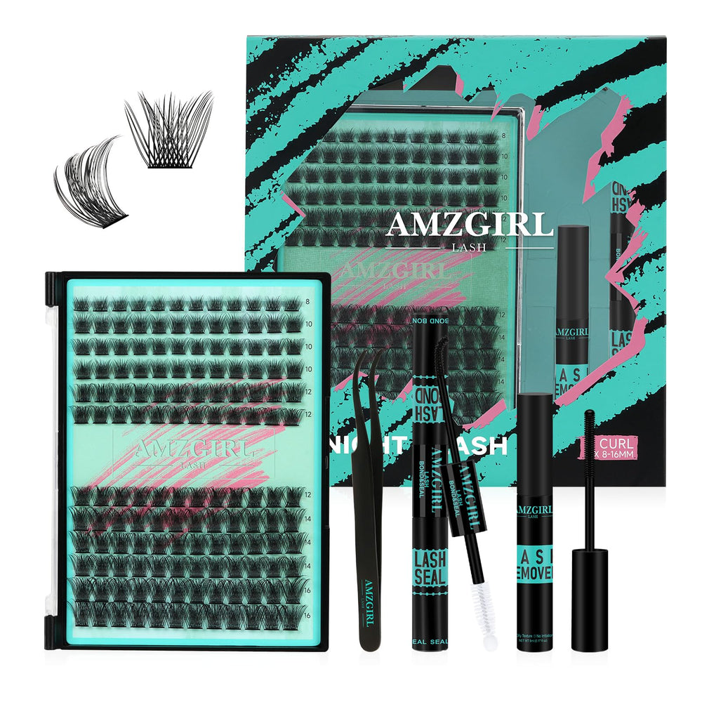 AMZGIRL LASH Midnight Kit with 144 clusters for dramatic lash looks.