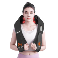 AMZPONY cordless neck massager in use providing wireless on-the-go relief