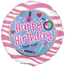 Anagram California Dreaming 18in Glamour Happy Birthday foil balloon anchors the theme with shine