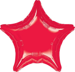 Anagram Star 18in red foil balloon adds festive sparkle to decorations.