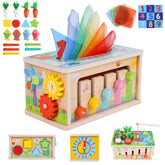 Ancaixin 6-in-1 Montessori tissue box toy, wooden cube promotes early fine motor play.