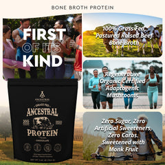 Ancestral Supplements beef bone broth ingredients bag highlighting nutrient-dense protein