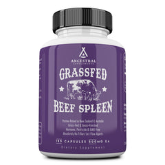 Ancestral Supplements beef-spleen supplement bottle for immune and energy support.