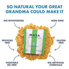 Ancient Crunch MASA Lime Chips with lime wedges highlighting fresh citrus