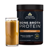 Ancient Nutrition Bone Broth Protein Salted Caramel powder pack for daily protein.
