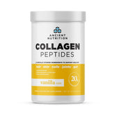 Ancient Nutrition Collagen Peptides Vanilla powder bottle on shelf for daily skin and gut support