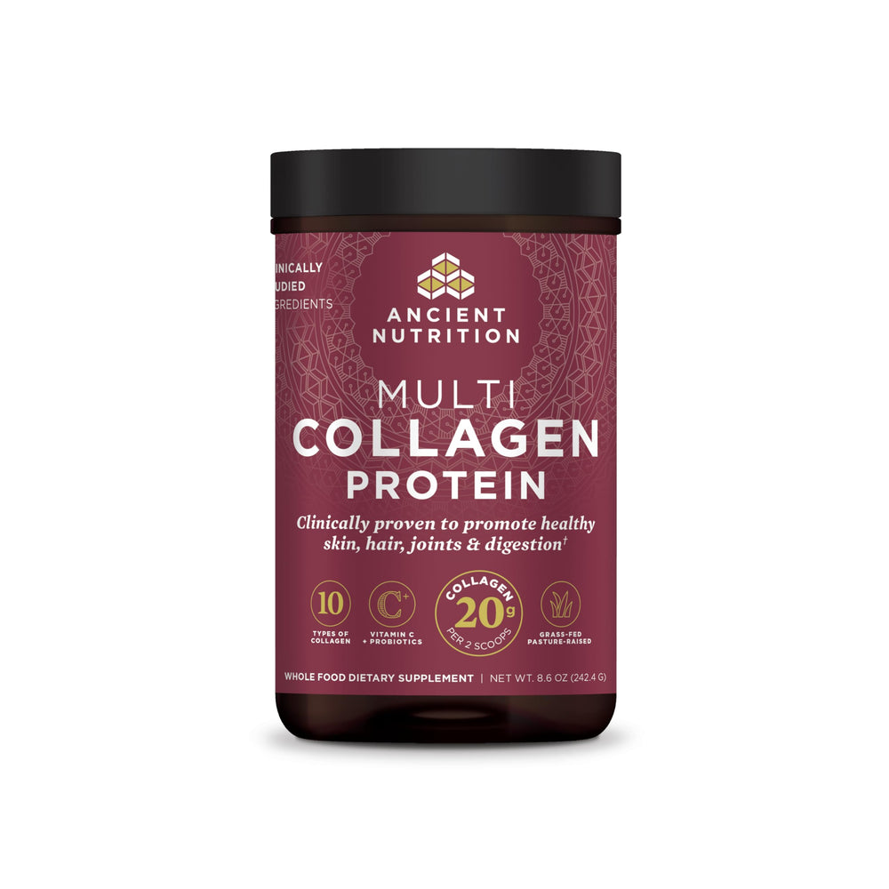 Ancient Nutrition hydrolyzed collagen peptides unflavored packets ready to mix for daily skin and gut support