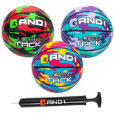 AND1 mini basketball set pack shot showing three balls for versatile indoor or outdoor play.