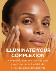 Close-up of Enlighten Serum label highlighting turmeric and vitamin C