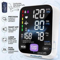 Andesfit BP monitor 17-inch cuff for comfortable home use.