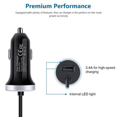 AndHot car charger side ports showing USB-C and USB-A for simultaneous charging.