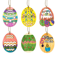 Anditoy 6-style Easter wood ornaments for creative party decor