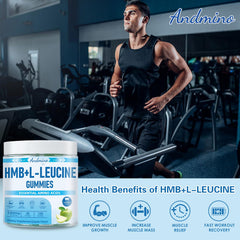 andmino HMB and L-Leucine Gummies apple flavor closeup highlights fruity taste for workouts.