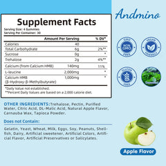 andmino HMB and L-Leucine Gummies closeup shows chewy texture for easy daily use.