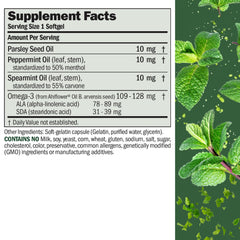Breath Plus bottle close-up highlighting easy-to-swallow softgels for daily use.
