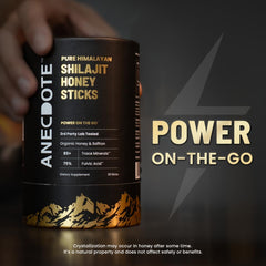 Anecdote Himalayan Shilajit Honey Stick opened, ready for on the go energy.