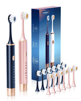 Aneebart blue and pink electric toothbrush, front view for adults.