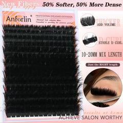 Anforlin lash clusters 200D thick-volume design for dense, dramatic lashes.