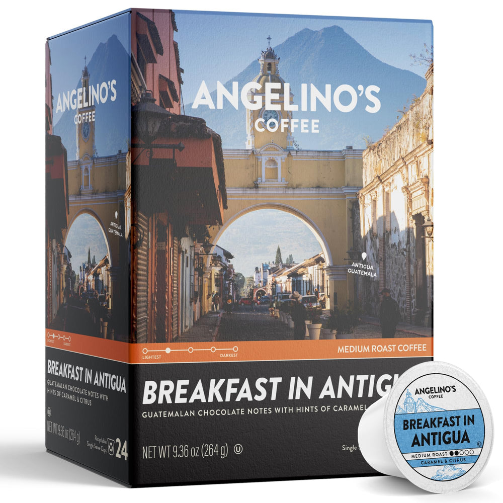 Angelino's Breakfast in Antigua pods for Keurig brew a smooth morning cup