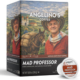Angelino's Mad Professor pods close-up revealing the medium-dark roast notes.
