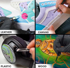Angelus best-sellers kit on display demonstrates ready-to-use colors for quick customization.