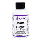 Angelus Matte 4-Coat sealer on leather shoes delivers scratch resistance with a subtle matte finish.