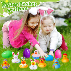 ANGGIKO Easter ducks and eggs set, cheerful characters for bath and display.