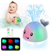 ANGGIKO whale bath toy with light-up spray for engaging bathtime fun.