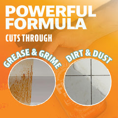 ANGRY ORANGE foam action cleans glass and mirrors with no streaks