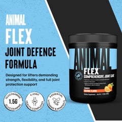 Animal Flex scoop beside tub for easy daily dosing