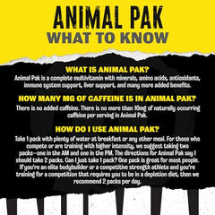 Animal Pak contents—12 essential nutrients in one pack for balanced supplementation.