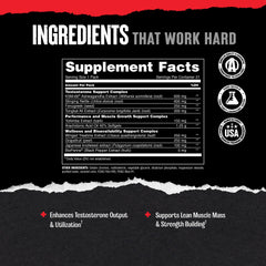 Animal Test label close-up highlighting key ingredients for muscle support.