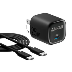 Anker 25W USB-C charger block with foldable plug for travel