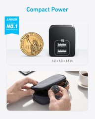 Anker foldable-plug charger demonstrates compact travel design.