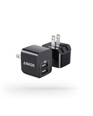 Anker dual-port 12W charger front charges two devices efficiently.