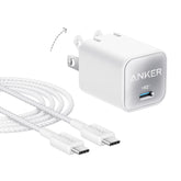 Anker Nano 30W charger front view; compact power for on-the-go devices.