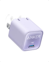 Anker Nano 30W charger front view, compact, travel-ready for quick on-the-go charging