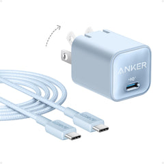 Anker Nano Charger front view delivers 30W USB-C PPS fast charging.