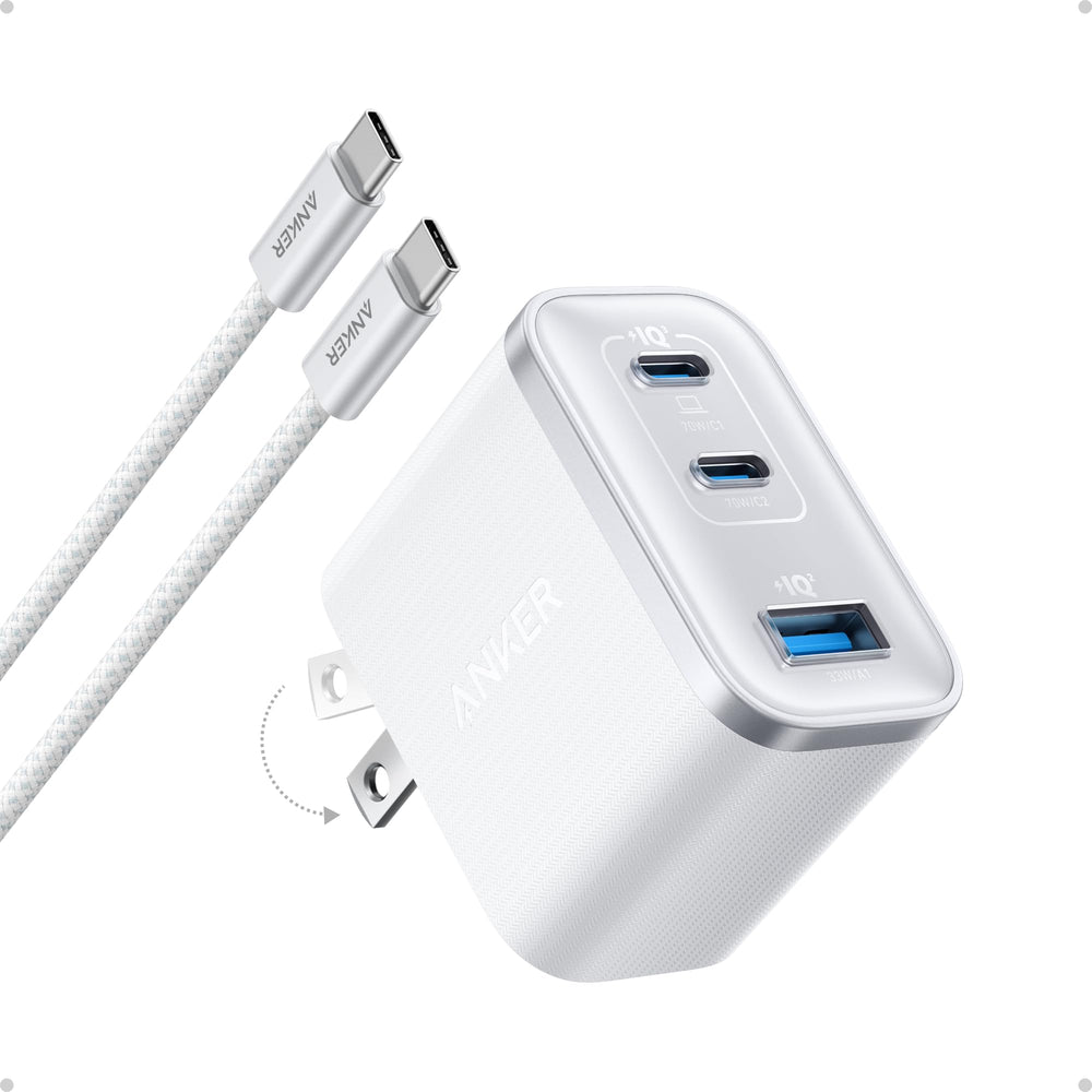 Anker Nano Charger with 70W three ports powering devices quickly