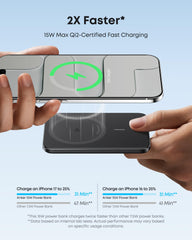 Anker Nano MagSafe Power Bank side view emphasizing ergonomic grip for travel and daily charging