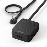 Anker Power Strip with eight outlets and USB ports for versatile charging.