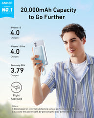 Anker Zolo Power Bank 30W fast charging powers devices quickly.