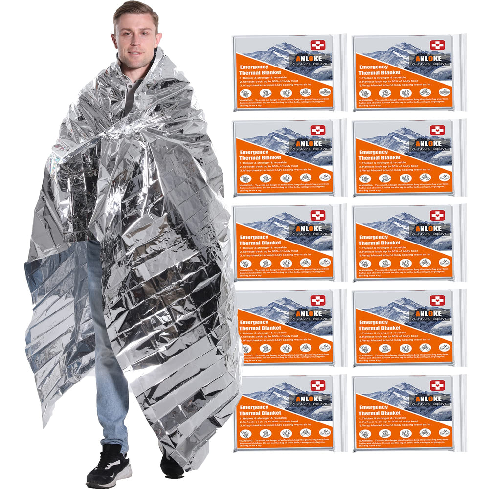 ANLOKE emergency blanket demonstrates heat retention for personal warmth.