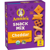 Annie's Cheddar Snack Mix with crackers and pretzels for savory crunch.