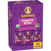 Annie's Homegrown Organic Chocolate Chip Cookie Bites box front, convenient packaging for lunches