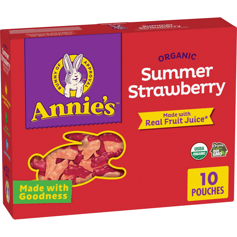 Annie's Organic Bunny Summer Strawberry snacks in a box for easy lunchbox moments