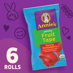 Annie's Swirly Strawberry packaging highlights organic, non-GMO ingredients.